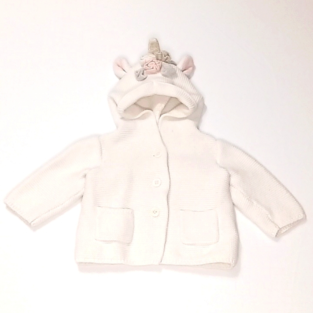 Baby Gap Button Front White Knit Jacket US 3-6 Months